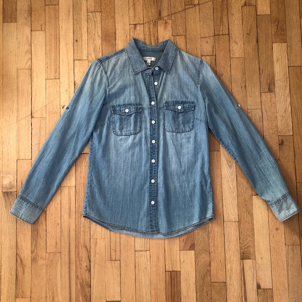 J. Crew Women’s Chambray Jean Shirt size 0